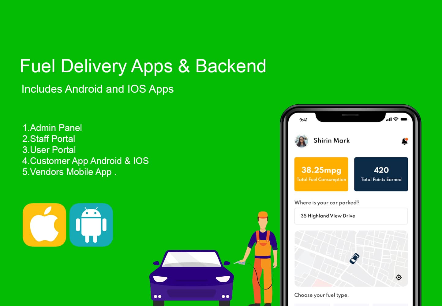 On Demand Fuel Gas Delivery Mobile App with Backend