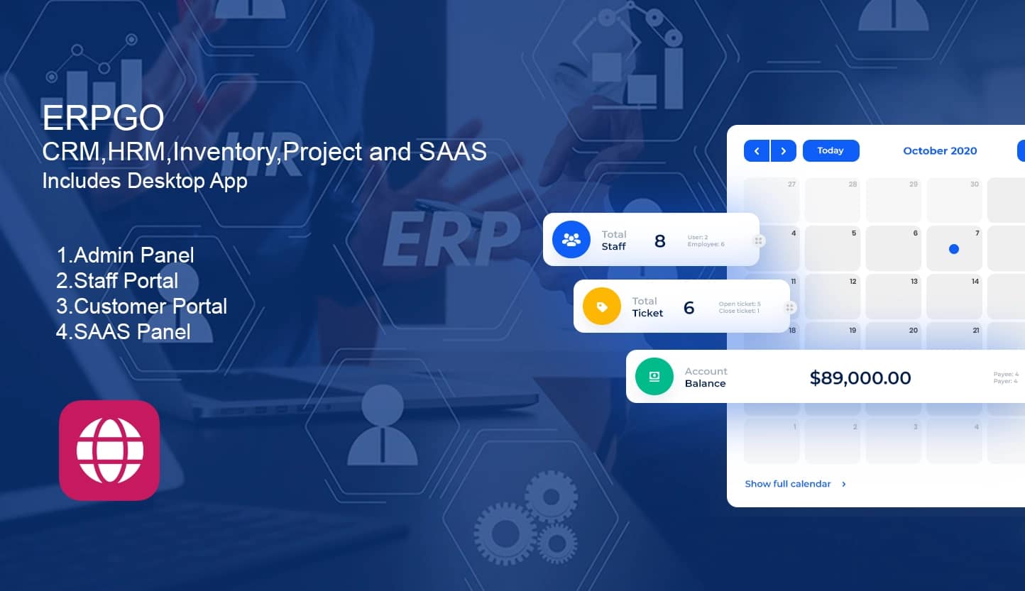 ERP with CRM+HRM+SAAS+Website+Apps